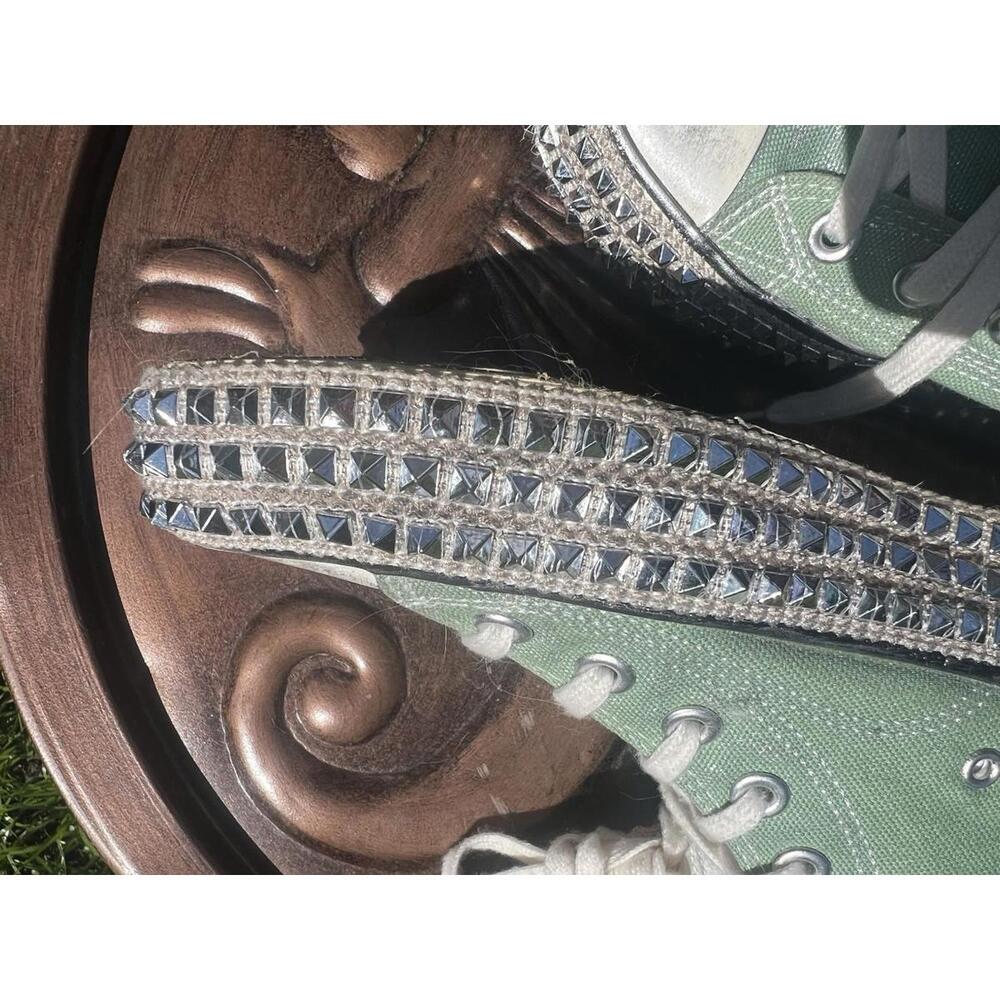 NAN KU Couture Cruise Studded High Top Sneakers Distressed Green Size 40 US 9 - Picture 12 of 15